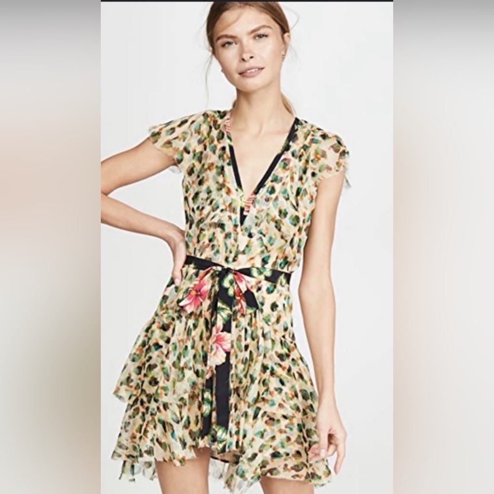 Floral V-Neck Dress with Belt size 4